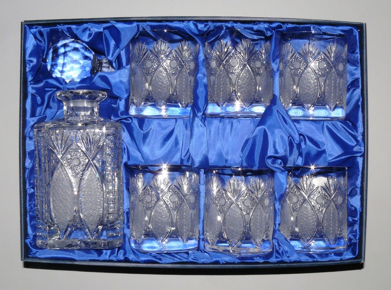 Broušený set na whisky 1+6 MT